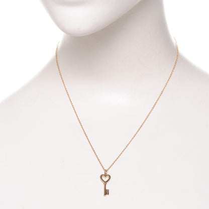 Tiffany 18K Rose Gold Mini Heart Key Pendant Necklace 2 of 5