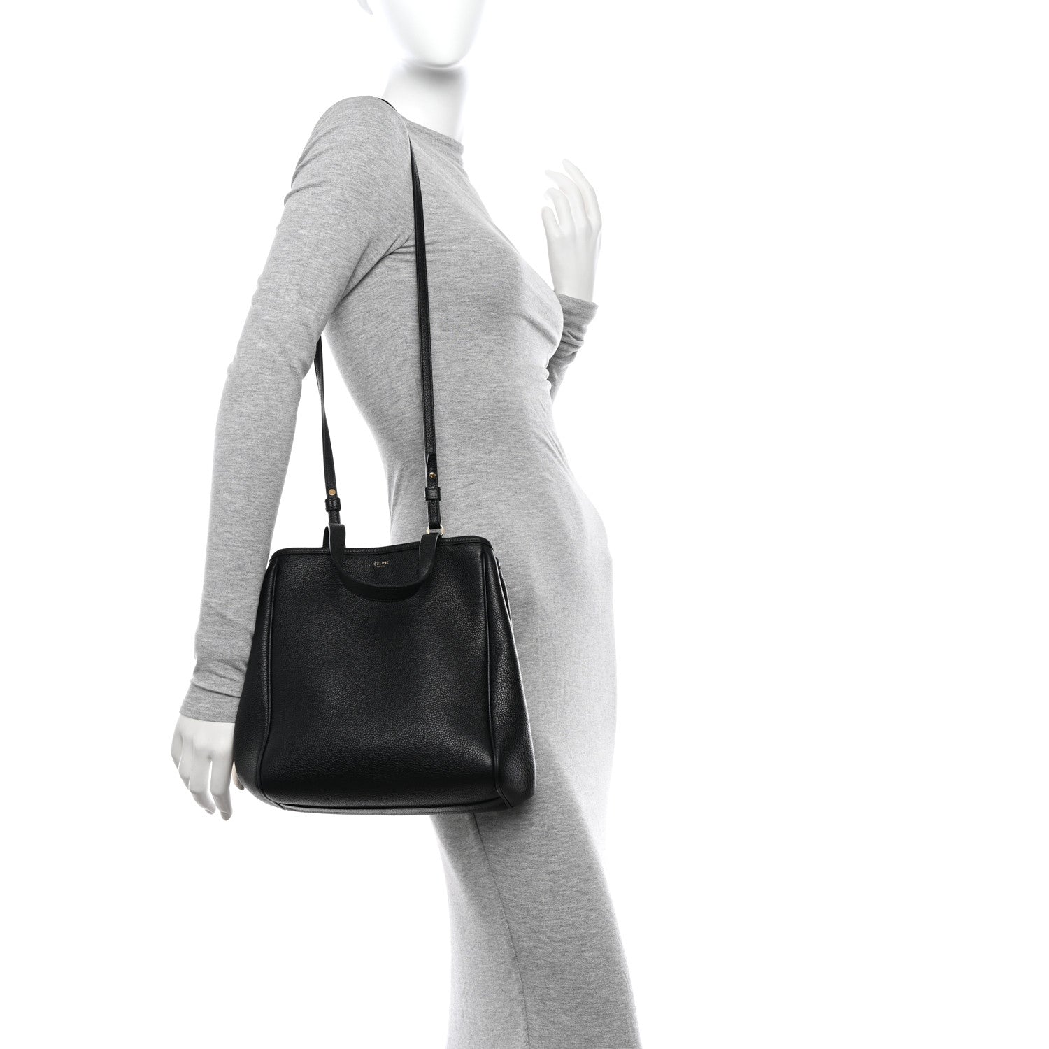 Celine Grained Calfskin Small Folded Cabas Black 2 of 10