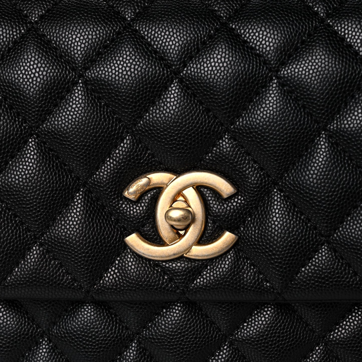 Caviar Quilted Medium Coco Handle Flap Black