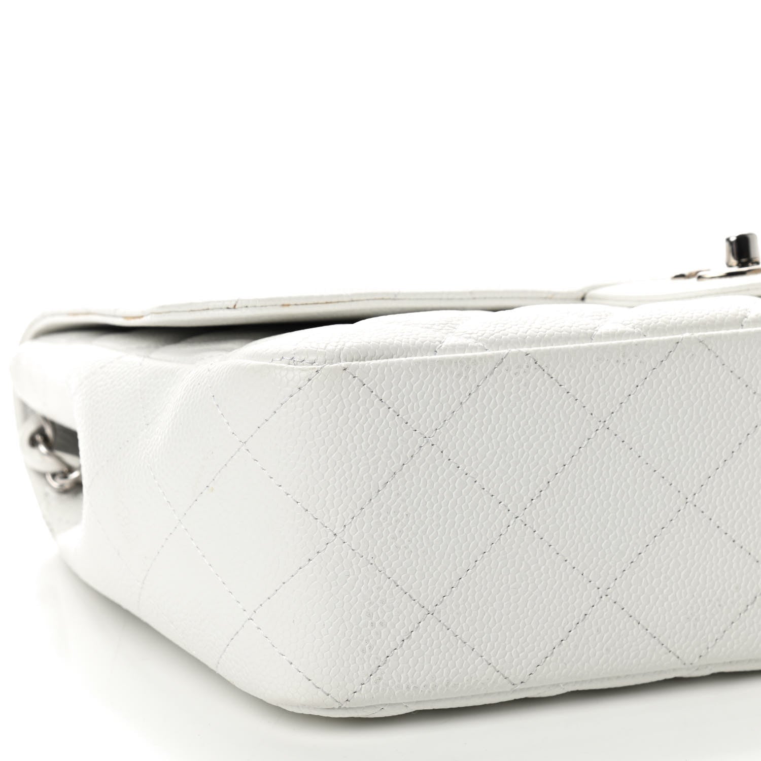 Chanel Caviar Quilted Jumbo Single Flap White 6 of 13