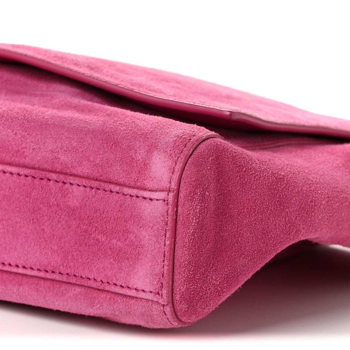 Smooth Calfskin Suede Medium Reversible Monogram Kate Satchel Rose Rubis