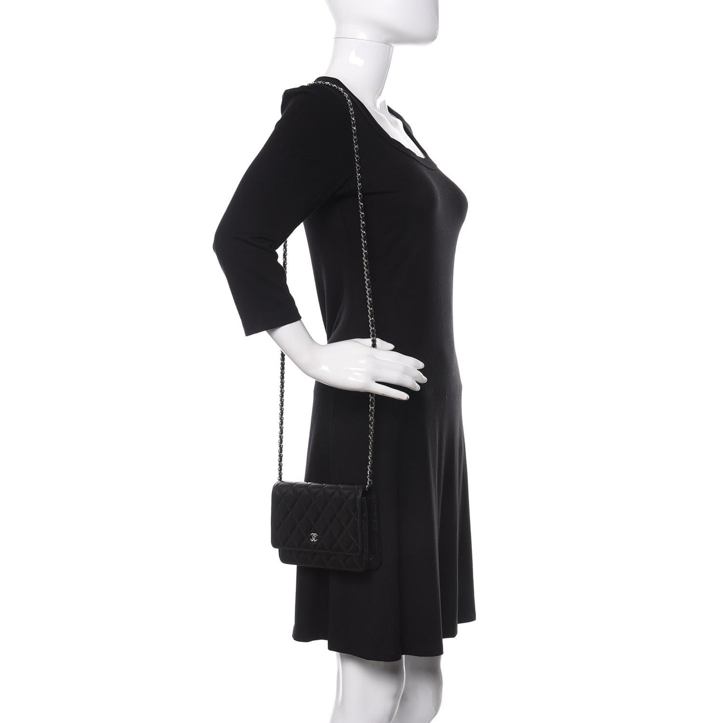 Lambskin Quilted Wallet On Chain WOC Black