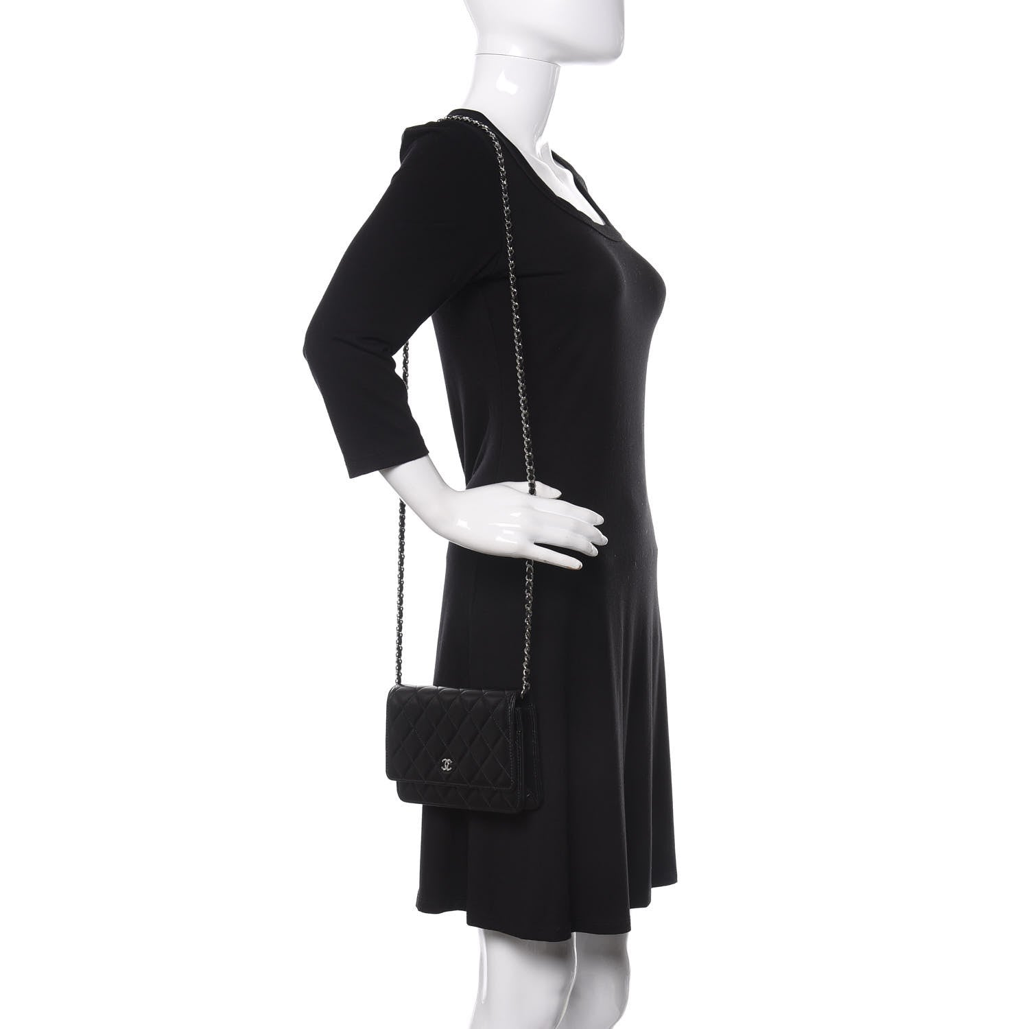 Chanel Lambskin Quilted Wallet On Chain WOC Black 2 of 12