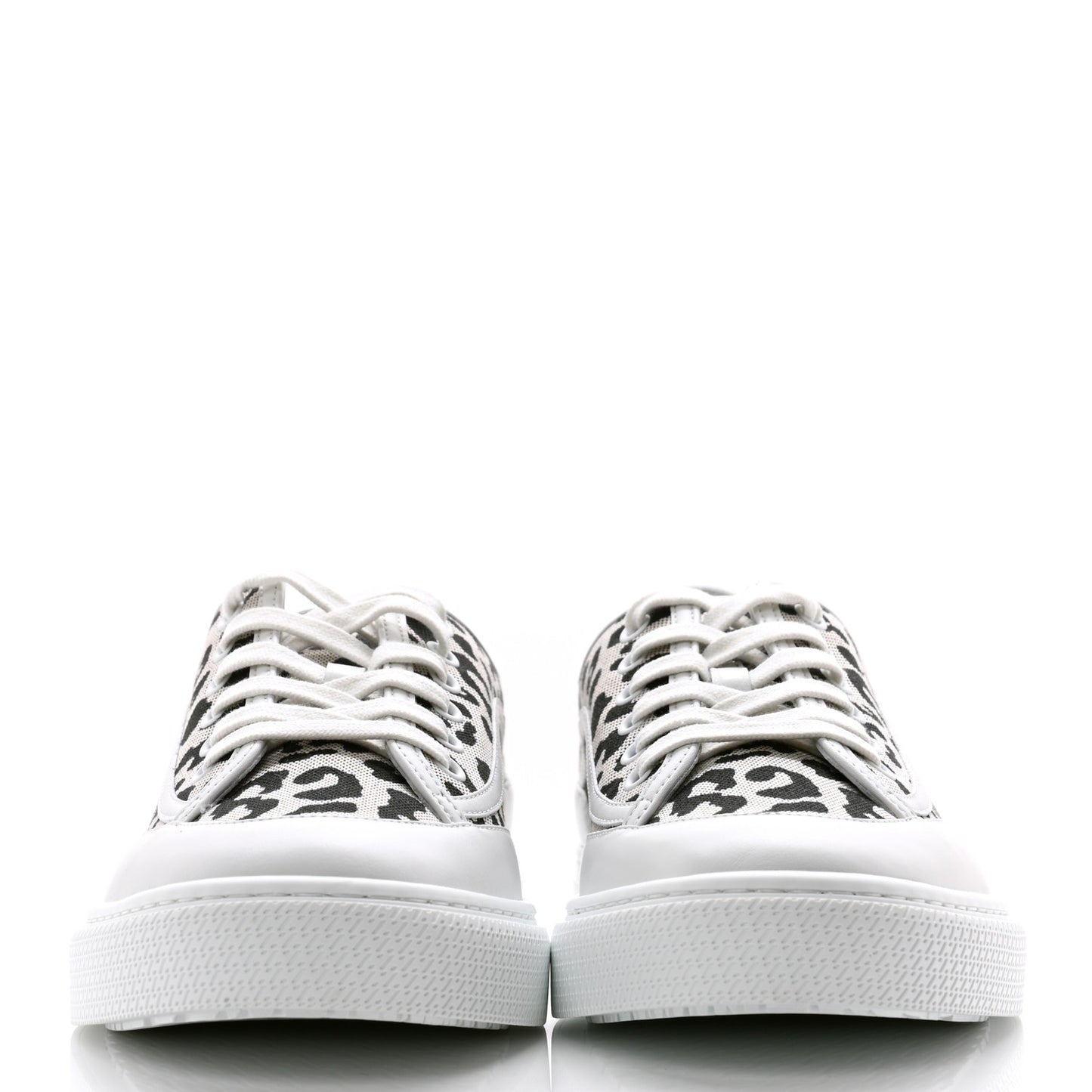 Canvas Calfskin Leopard Get Sneakers 39 Prunoir White