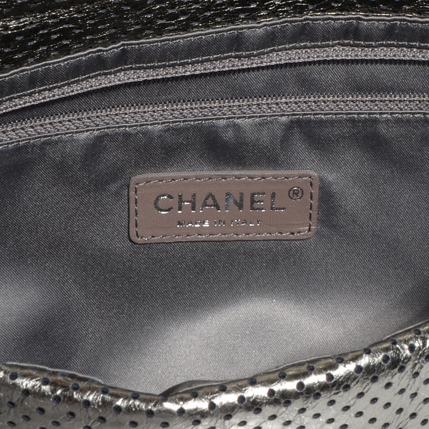 Chanel Metallic Crackled Calfskin Perforated Large Drill Flap Silver 7 of 8