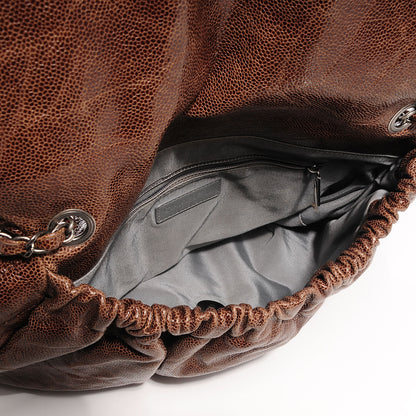 Chanel Grained Calfskin Quilted Maxi Elastic Flap Brown 5 of 8