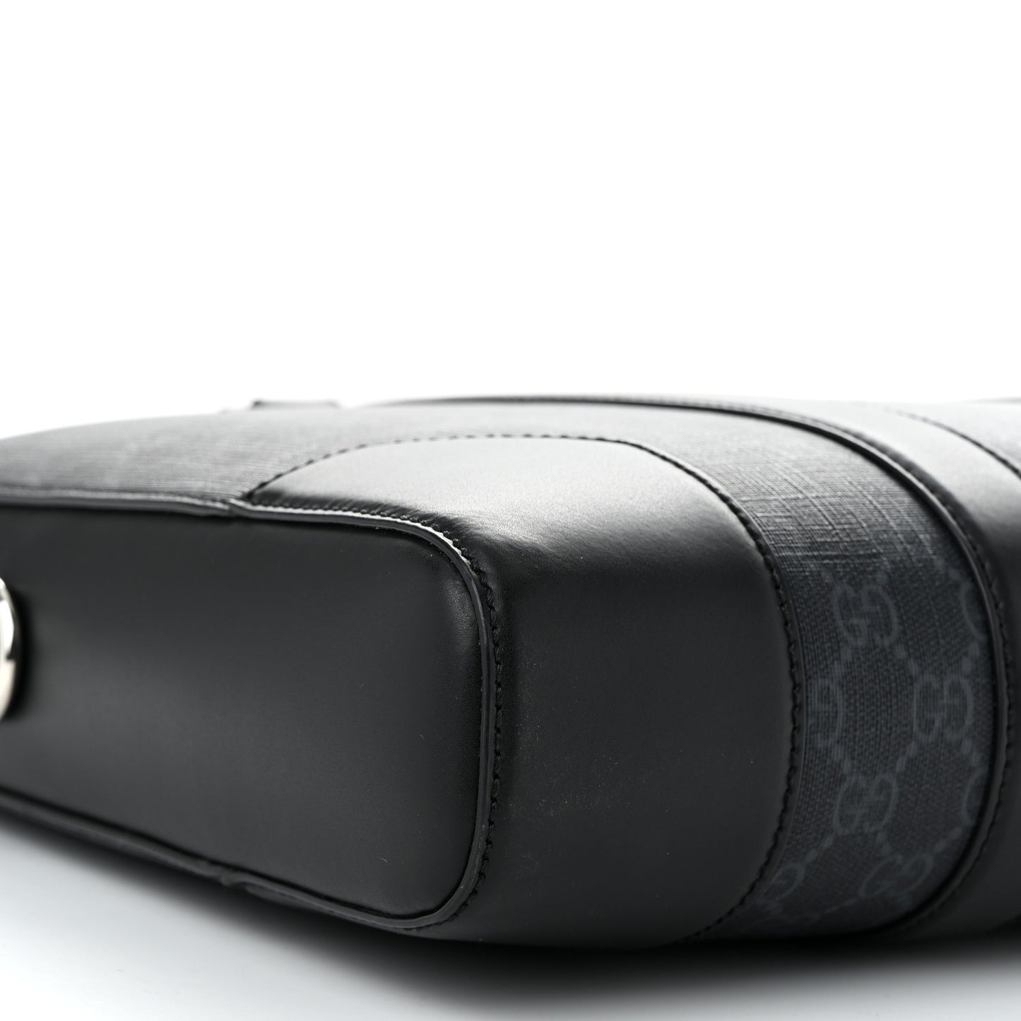GG Supreme Monogram Appia Calfskin Web Briefcase Black