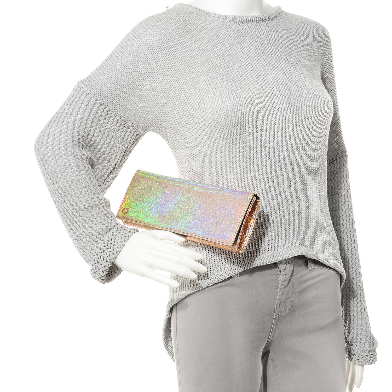 Gucci Metallic Crackled Calfskin Broadway Clutch 2 of 10
