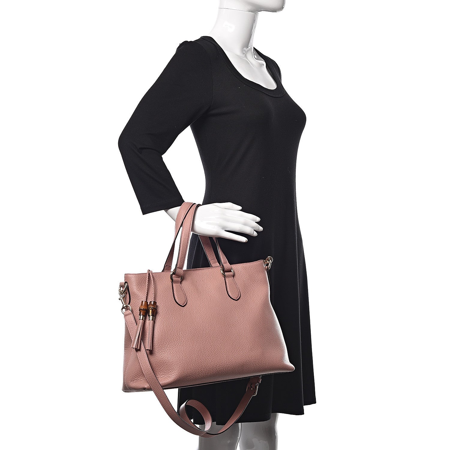 Gucci Calfskin Bamboo Tassel Top Handle Tote Soft Pink 2 of 9