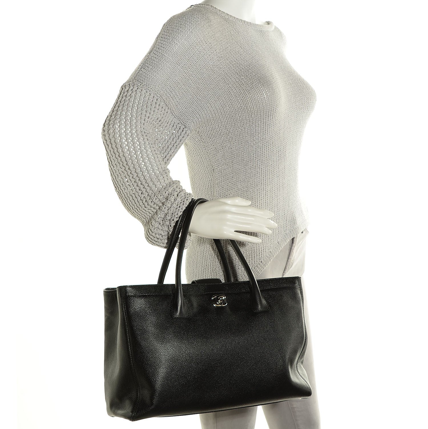 Chanel Calfskin Cerf Executive Shopper Tote Black 2 of 8