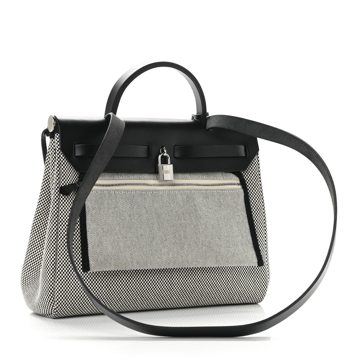 Hermes Vache Hunter Criss Viking Herbag Zip Retourne 31 PM Ecru Black 4 of 10