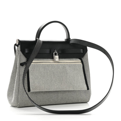Hermes Vache Hunter Criss Viking Herbag Zip Retourne 31 PM Ecru Black 4 of 10