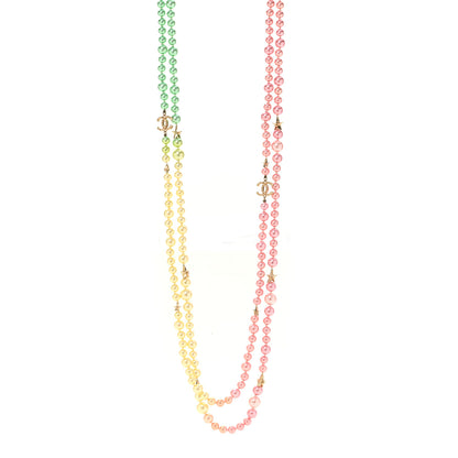 Chanel Pearl Star CC Cuba Multi Strand Long Necklace Gold Multicolor 1 of 5
