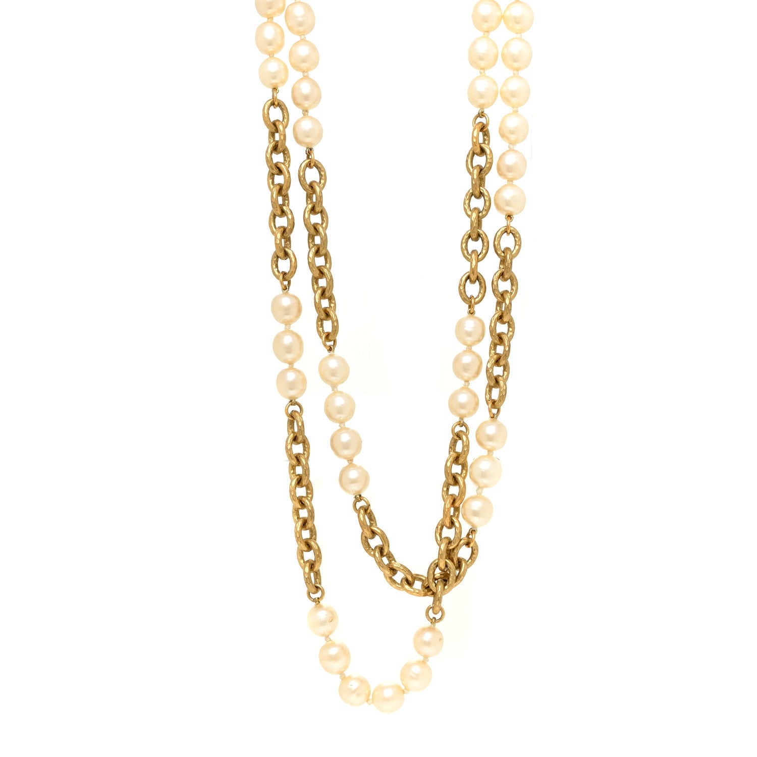 Chanel Pearl Chain CC Necklace Gold 2 of 4