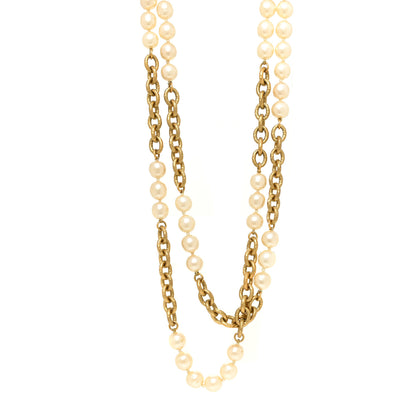 Chanel Pearl Chain CC Necklace Gold 2 of 4