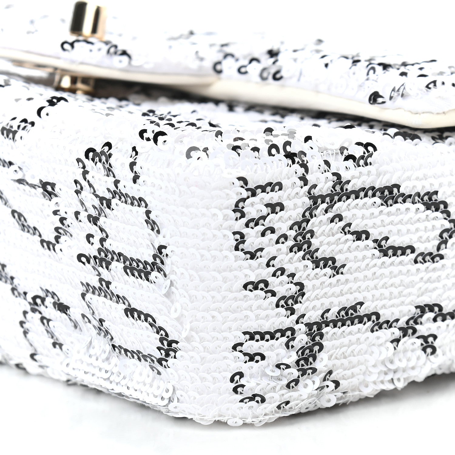 Chanel Sequin Logo Mini Rectangular Flap White Black 9 of 9