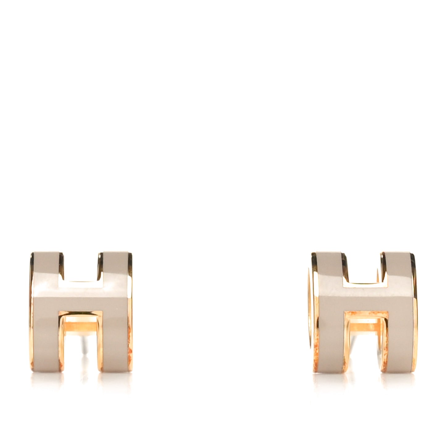 Gold Lacquered Mini Pop H Earrings Marron Glace