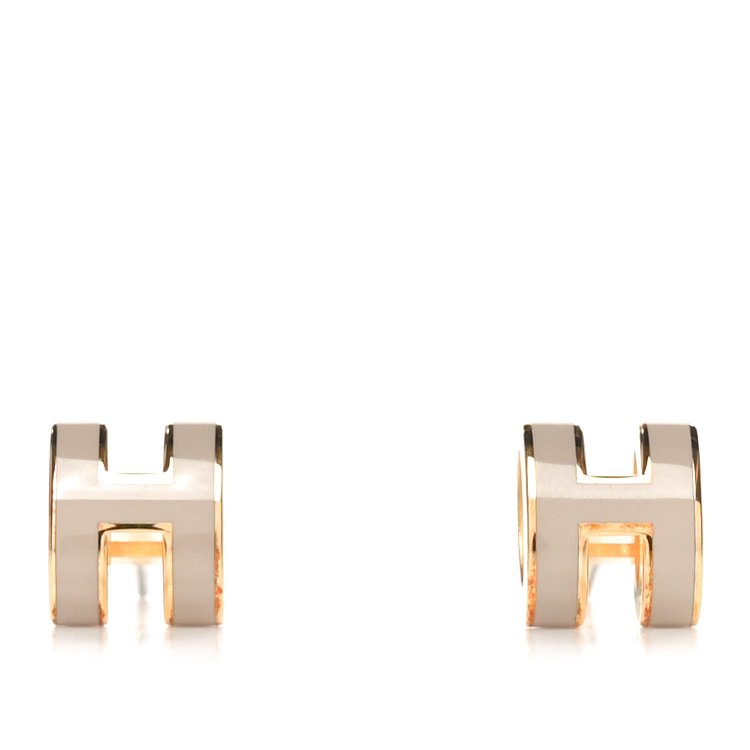 Hermes Gold Lacquered Mini Pop H Earrings Marron Glace 1 of 6