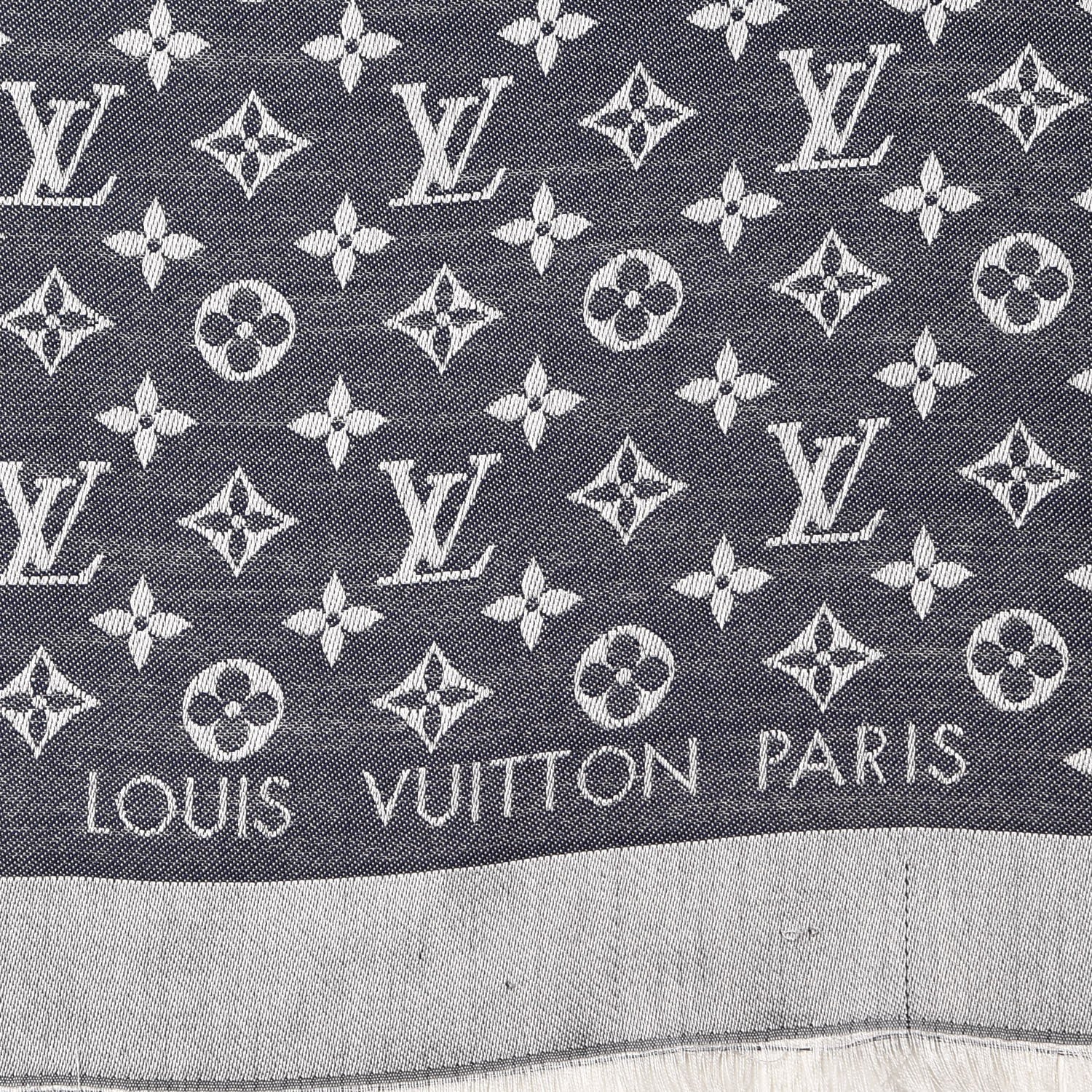 Louis Vuitton Silk Wool Monogram Denim Shawl Blue 3 of 4