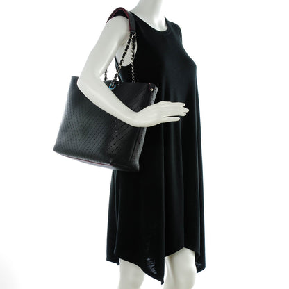 Chanel Perforated Grained Calfskin Large Shopping Tote Black 2 of 7