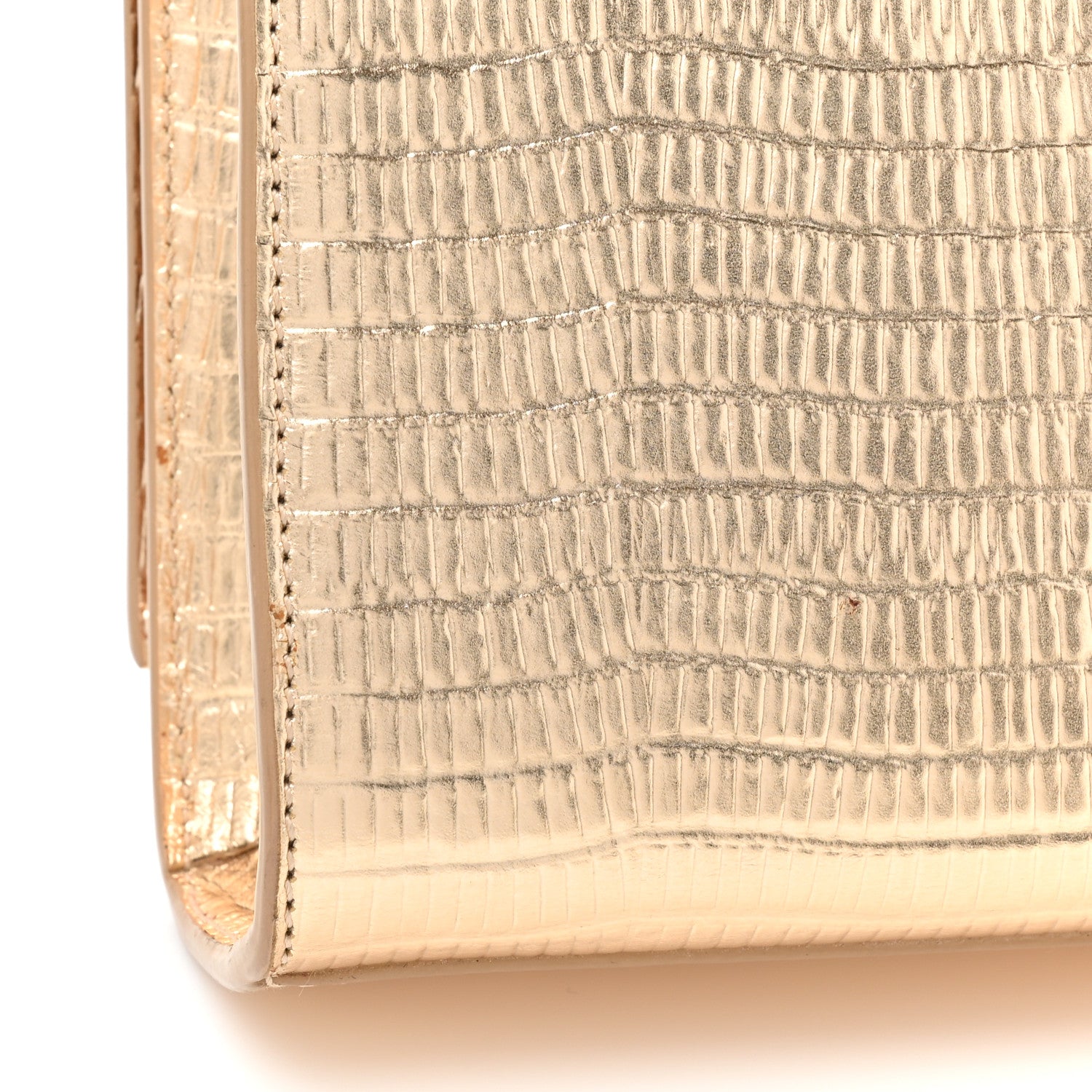Saint Laurent Metallic Calfskin Crocodile Embossed Medium Classic Monogram Kate Tassel Satchel Gold 12 of 12