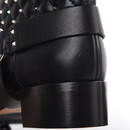 Valentino Garavani Calfskin Nappa Rockstud Spike 20mm Biker Boots 38 Black 8 of 9