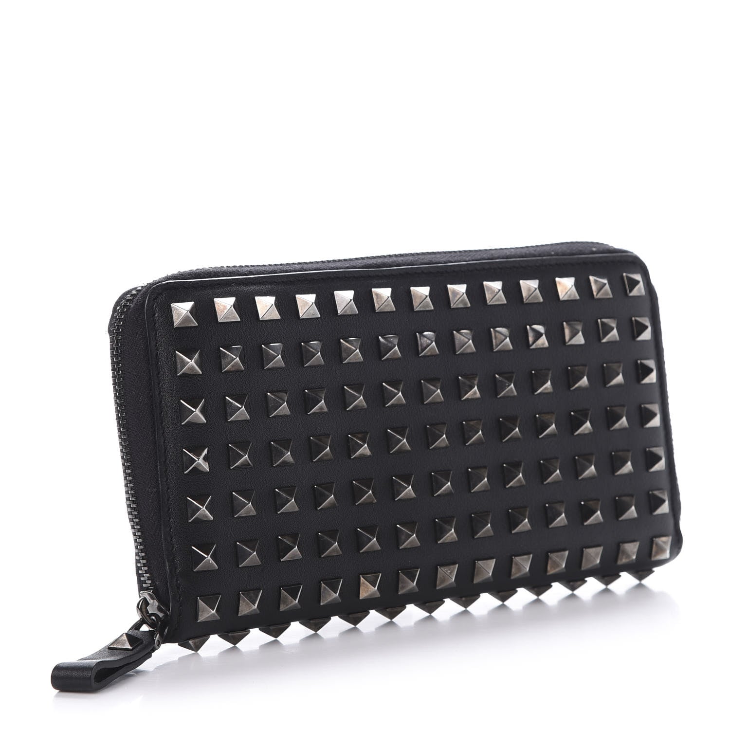 Valentino Garavani Calfskin Rockstud All Over Zip Around Wallet Black 3 of 12
