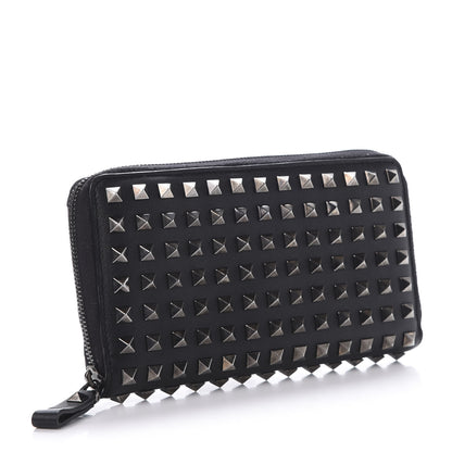 Valentino Garavani Calfskin Rockstud All Over Zip Around Wallet Black 3 of 12