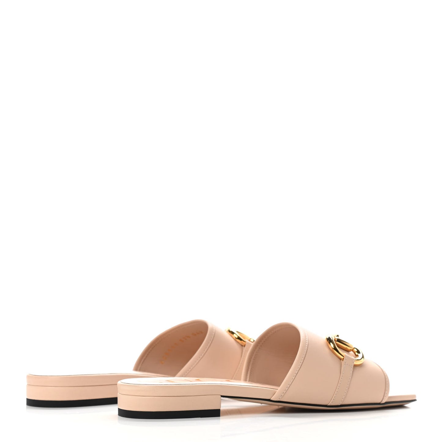 Nappa Horsebit Flat Slide Sandals 37.5 Skin Rose