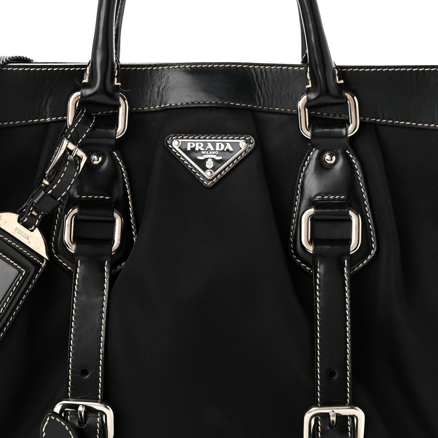 Prada Tessuto Nylon Calfskin Flat Messenger Bag Black 8 of 10