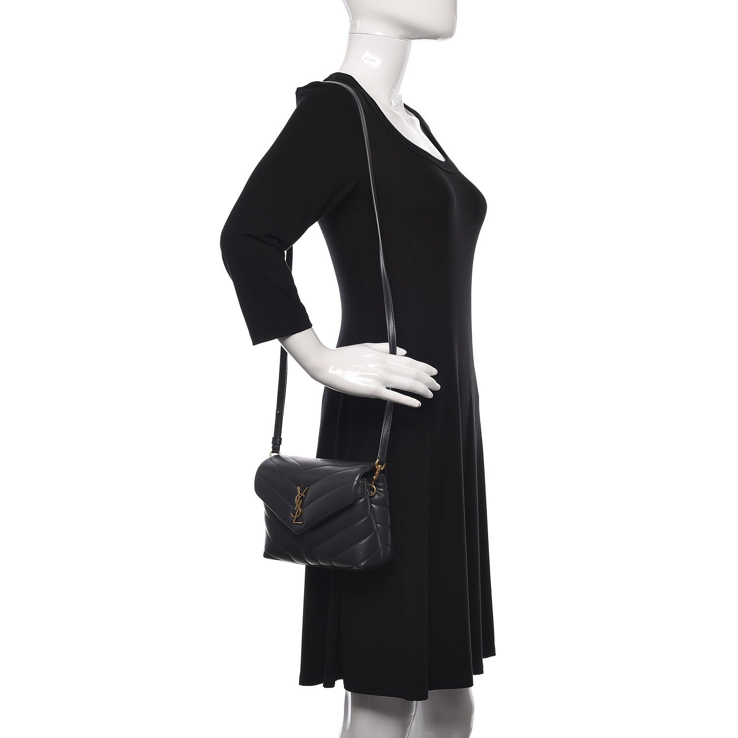 Saint Laurent Calfskin Y Quilted Monogram Toy Loulou Crossbody Bag Asphalt 2 of 12