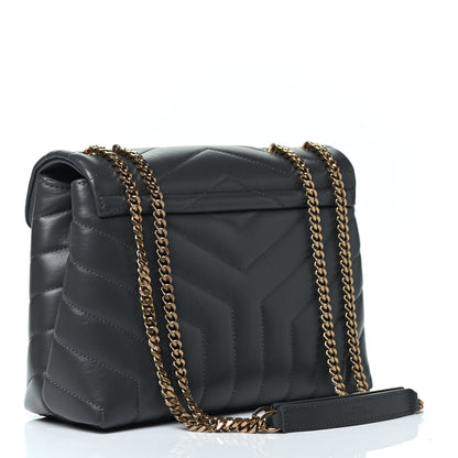 Saint Laurent Calfskin Y Quilted Monogram Small Loulou Chain Satchel Storm 2 of 4