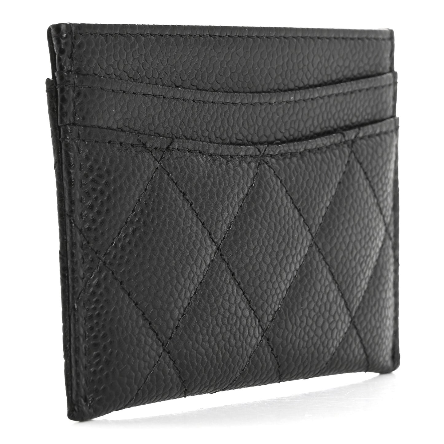 Caviar Quilted Card Holder Black