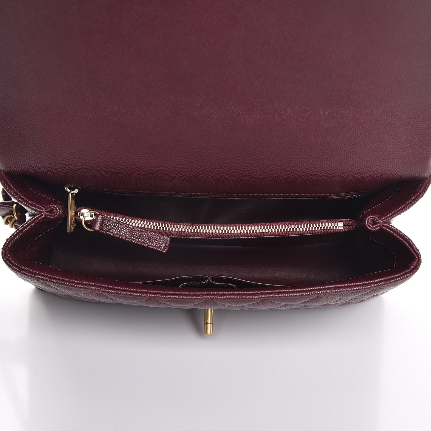 Caviar Elaphe Quilted Small Coco Handle Flap Burgundy