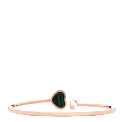 Chopard 18K Rose Gold Diamond Malachite Happy Hearts Bangle Bracelet 2 of 6