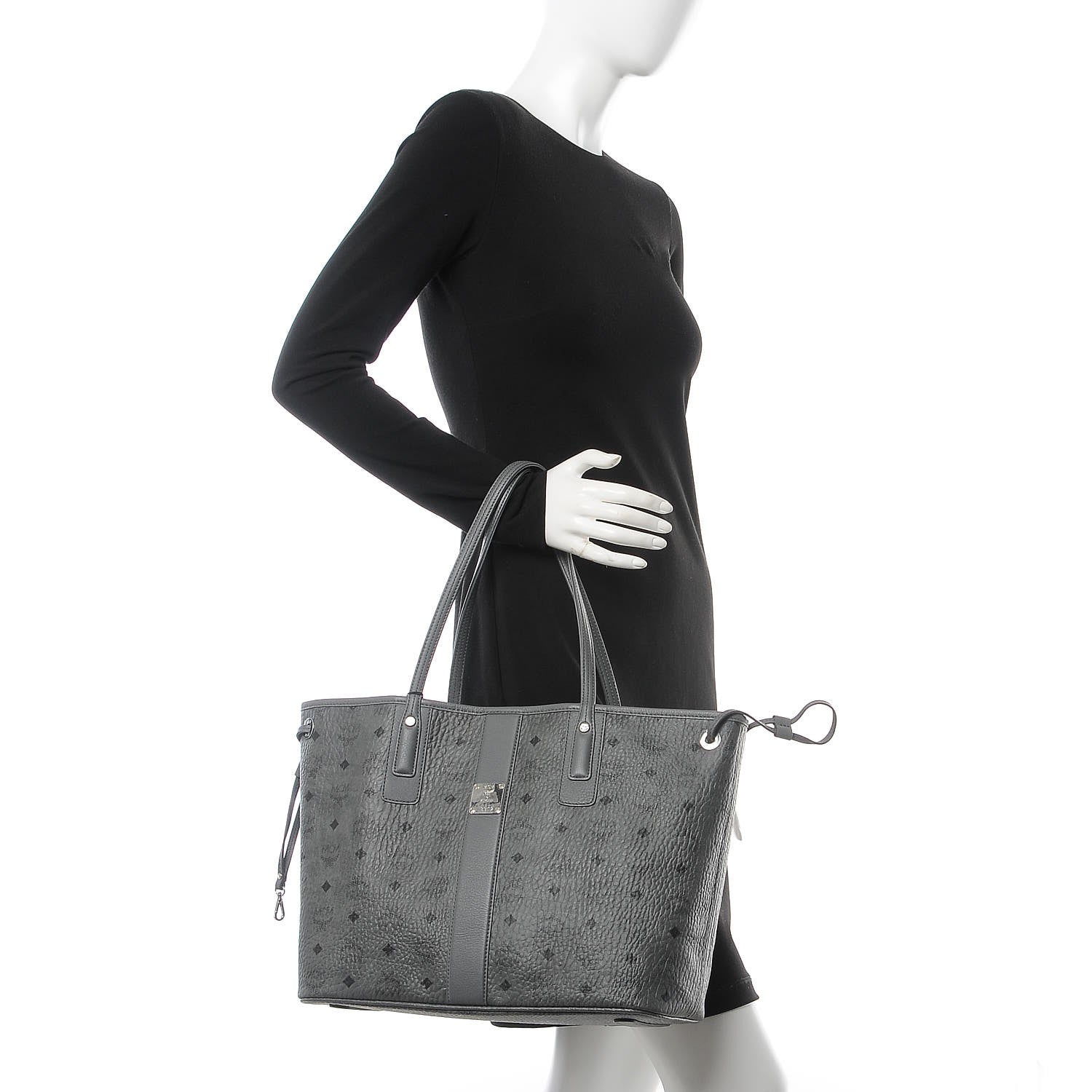MCM Visetos Medium Liz Reversible Shopper Tote Phantom Grey 2 of 17