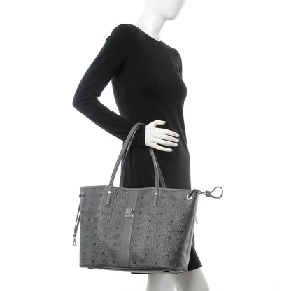 MCM Visetos Medium Liz Reversible Shopper Tote Phantom Grey 2 of 17