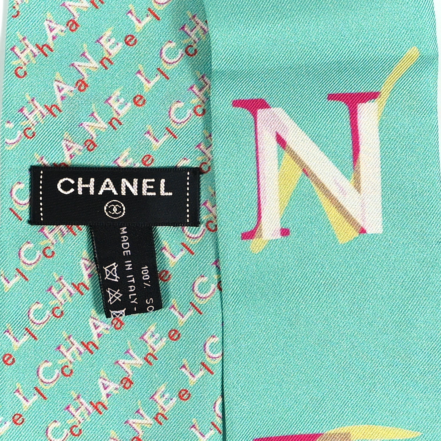 Chanel Silk Logo Slim Bandeau Scarf Blue Multicolor 3 of 3