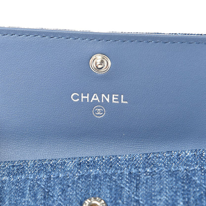 Chanel Denim Camelia Charms Card Holder Blue 6 of 8