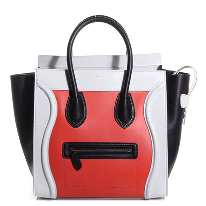 Celine Smooth Calfskin Mini Tri-Color Luggage Vermillion 1 of 8