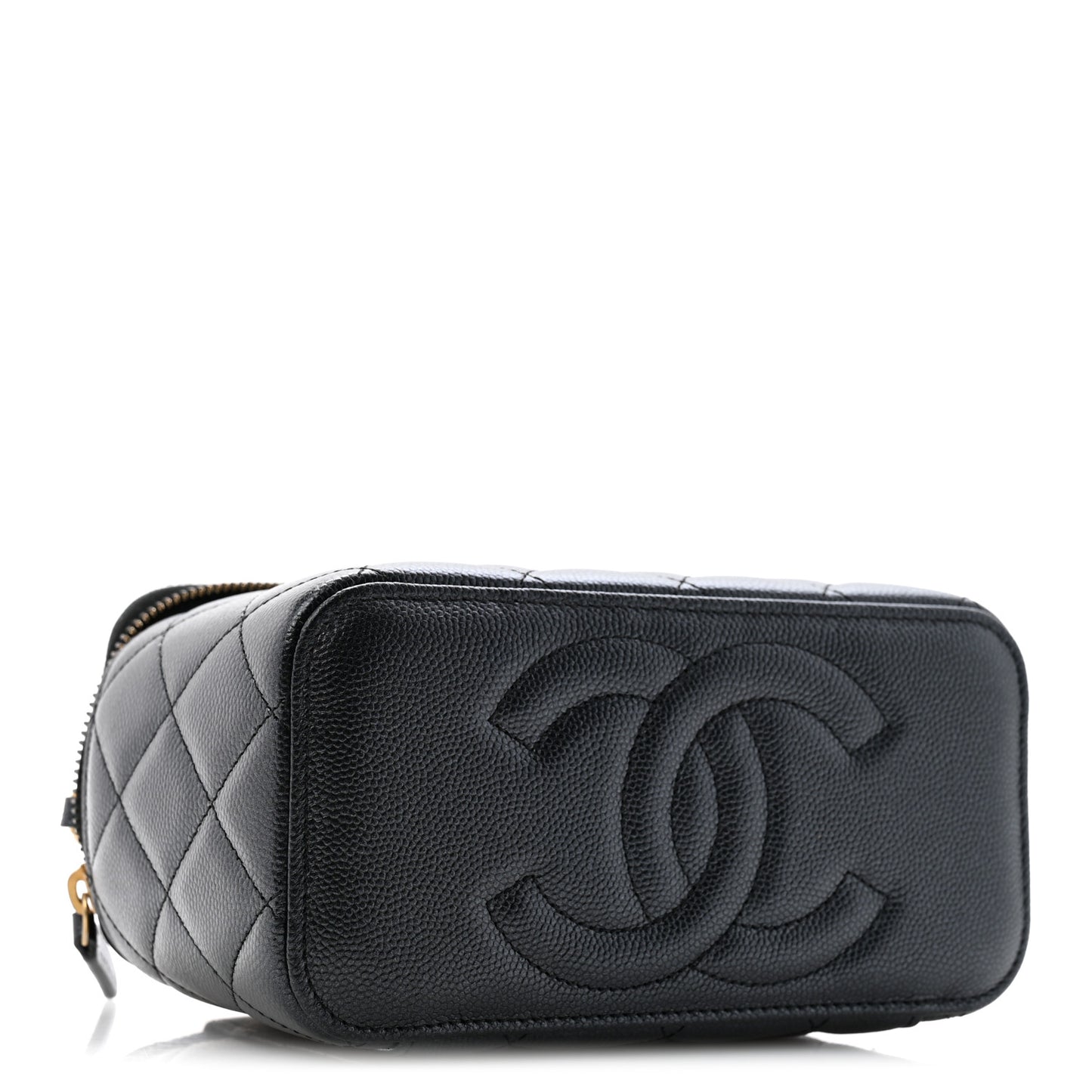 Pearly Caviar Quilted Fit For You Small Vanity Case With Chain Black