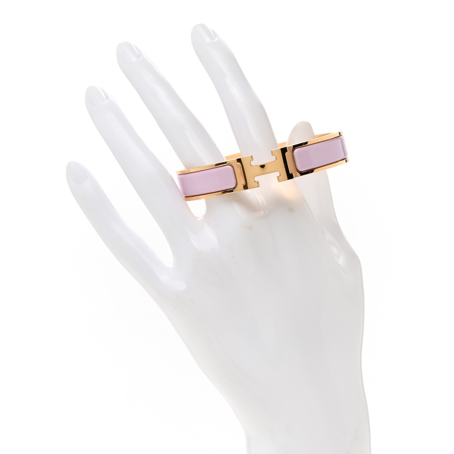 Hermes Enamel Narrow Clic Clac H Bracelet PM Rose Dragee 2 of 4