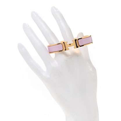 Hermes Enamel Narrow Clic Clac H Bracelet PM Rose Dragee 2 of 4