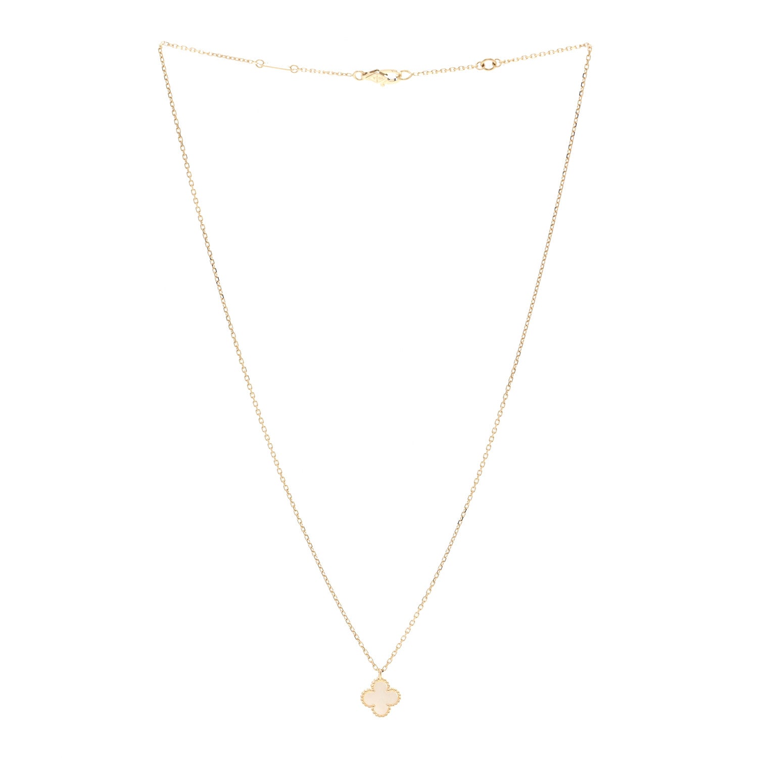 Van Cleef & Arpels 18K Yellow Gold Mother of Pearl Sweet Alhambra Pendant Necklace 3 of 6