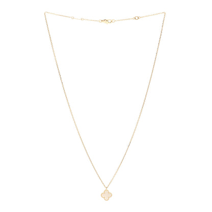 Van Cleef & Arpels 18K Yellow Gold Mother of Pearl Sweet Alhambra Pendant Necklace 3 of 6