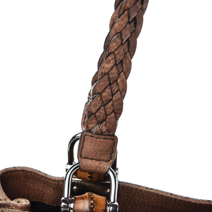 Gucci Monogram Medium Bamboo Bar Tote Brown 13 of 14