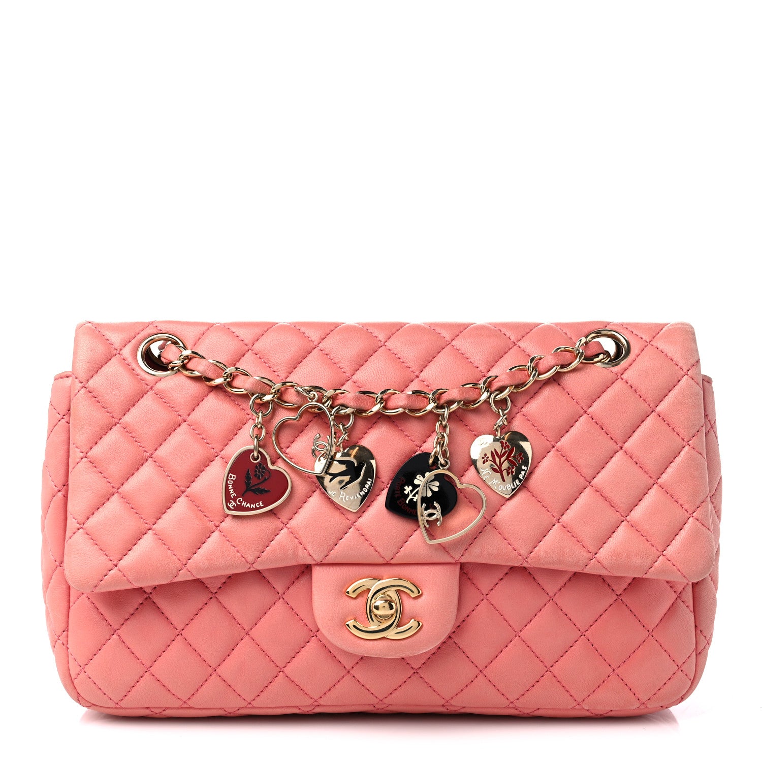Chanel Lambskin Quilted Valentine Charms Medium Single Flap Pink 1 of 17