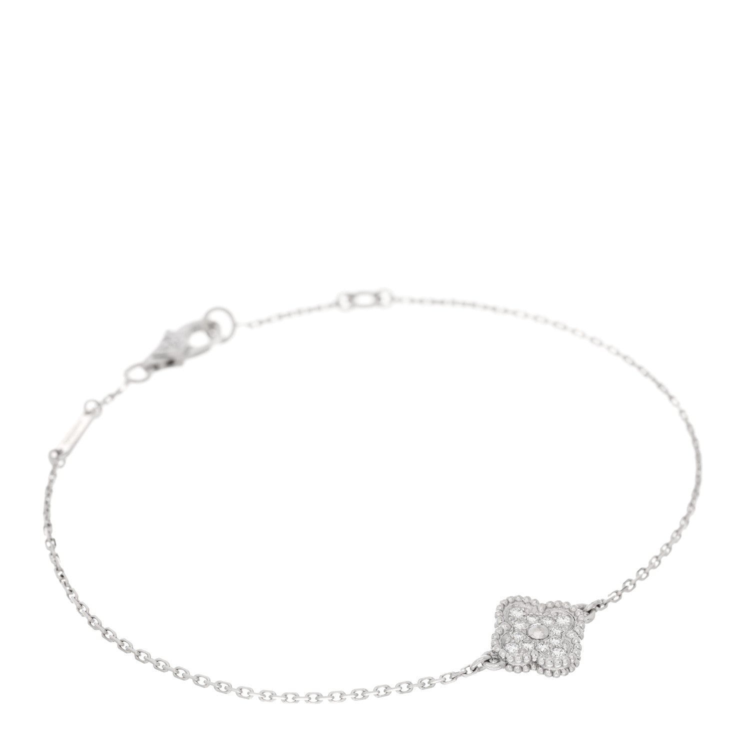 Van Cleef & Arpels 18K White Gold Diamond Sweet Alhambra Bracelet 1 of 4