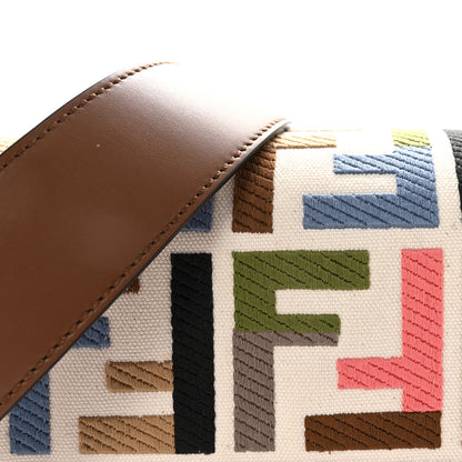 Fendi Canvas Ricamo Vitello King FF Multicolor Embroidered Baguette Grezzo Multicolor Gianduia 7 of 9