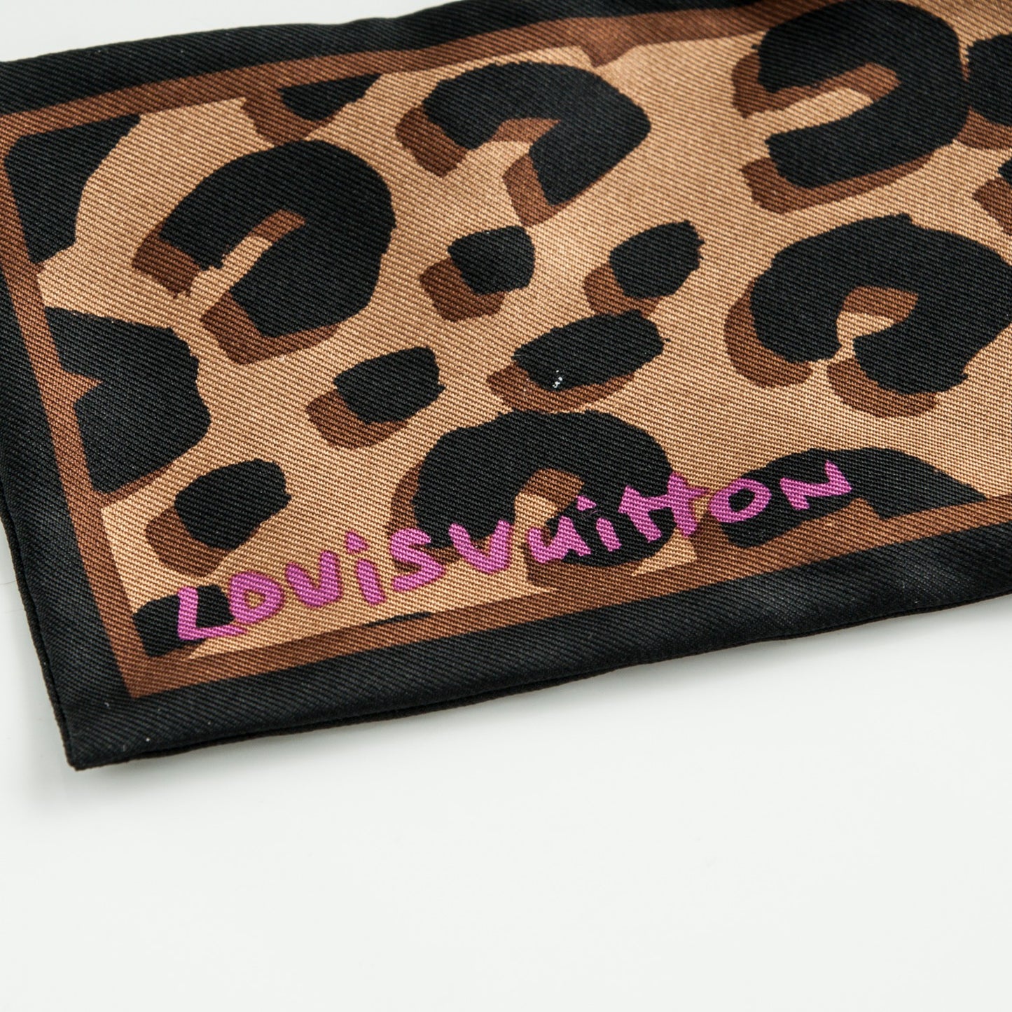 Silk Leopard Bandeau Scarf Marron